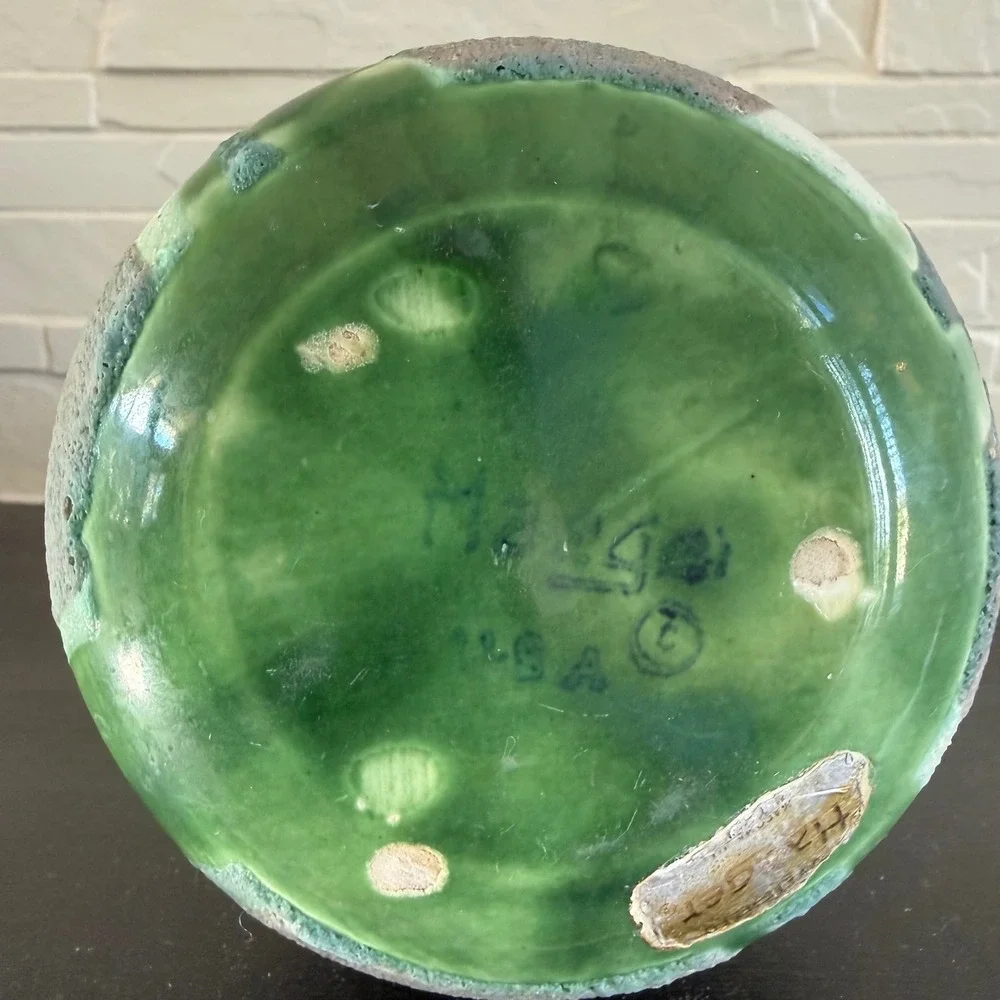 Vintage Haeger Pottery Green Drip Glaze Bud Vase USA Signed‎ Mid Century Modern